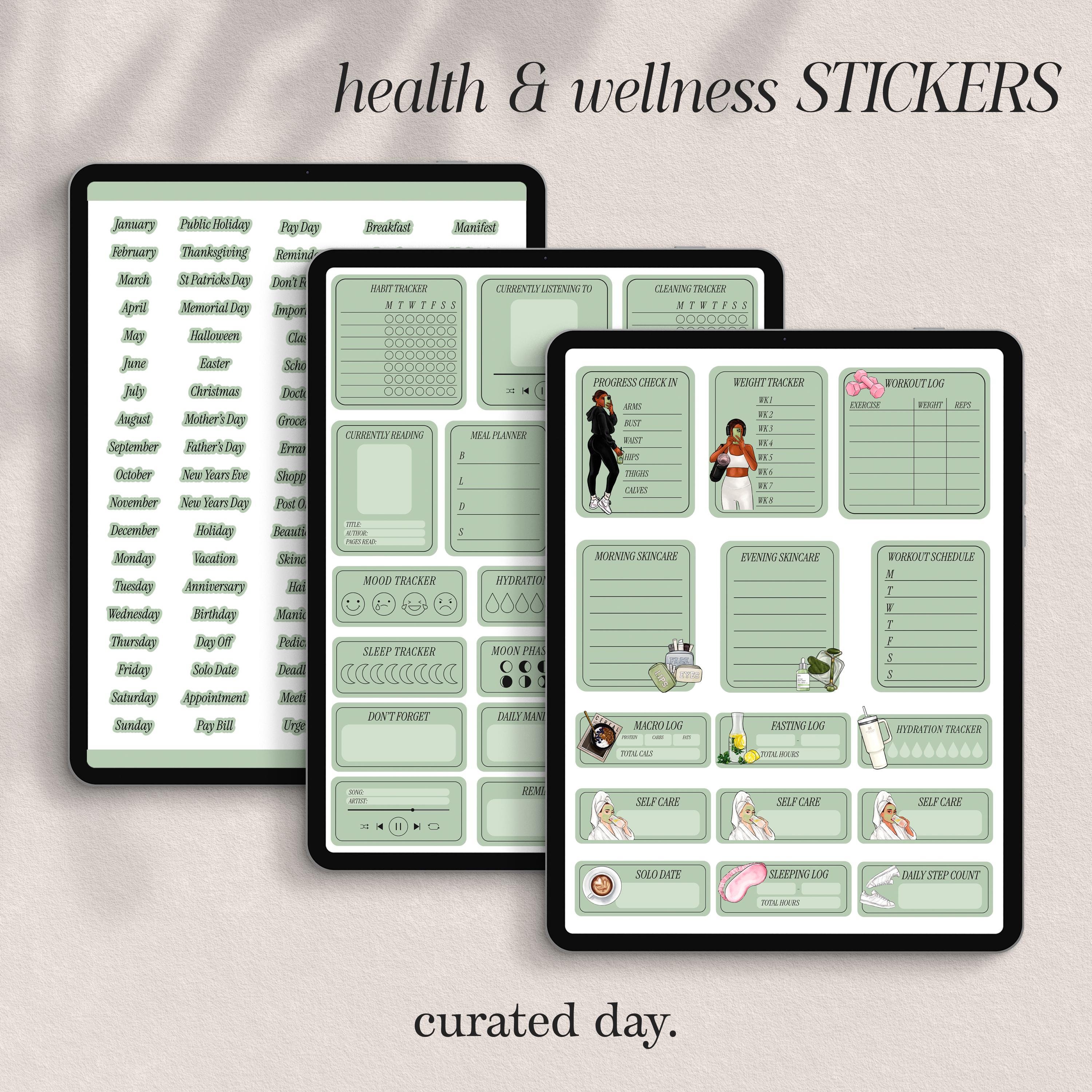 Wellness Aesthetic Digital Planner Stickers for Goodnotes | Fitness ...