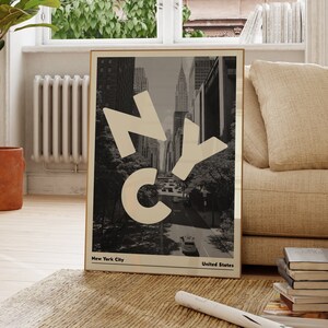 New York City Playful Print, Sztuka cyfrowa, Plakat NYC, Dekoracja ścienna New York, Dekoracja salonu, Dekoracja Wanderlust, Prezent dla podróżnika