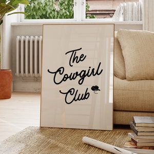 Das Cowgirl Club Poster, Cowgirl Zimmer Dekor, Wohnung Dekor, Western Stil, Boho Dekor, Howdy, Retro Girly Wandkunst, Cowboystiefel