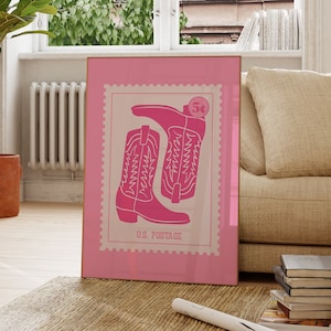 Cowgirl Boots Stempel Poster, Texas Foto, Cowgirl Zimmer Dekor, Wohnung Dekor, Western Style, Boho Dekor, Howdy, Retro Girly Wanddrucke