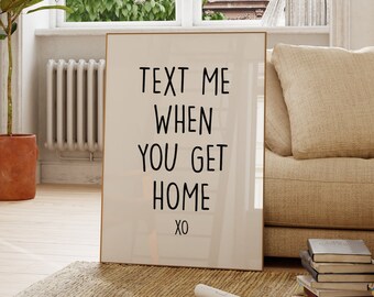Sms me als je thuiskomt-afdruk: retro typografiekunst (digitale download)