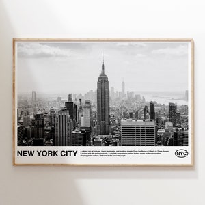 Nowy Jork Poziomy wydruk, Sztuka cyfrowa, Plakat NYC, Dekoracja ścienna Nowego Jorku, Dekoracja salonu, Dekoracja Wanderlust, Prezent dla podróżnika