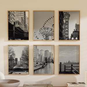 Chicago Architecture Print Set: Black and White Cityscape, Office Wall Art (Digital Download)