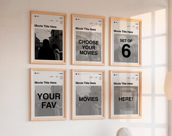 Custom Retro Movie Poster Set of 6, Personalized Film Lover Prints (Digital Download)