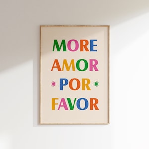 More Amor Por Favor Print,  Love Quote, Trendy Wall Art, Retro Wall Decor, Digital Download Print, Maximalist Poster, Printable Art