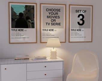 Minimal Custom Movie Poster Set of 3 (Digital Download)