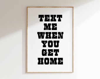 Sms me als je thuiskomt-afdruk: retro typografiekunst (digitale download)