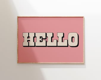 Hello Entryway Print: Retro Typography Wall Art (Digital Download)