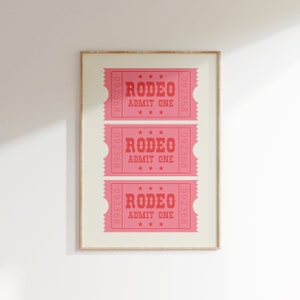 Rodeo Ticket Poster, Western Preppy Wall Art, Room Decor, Trendy Digital Art, Aesthetic Poster, Vintage Print