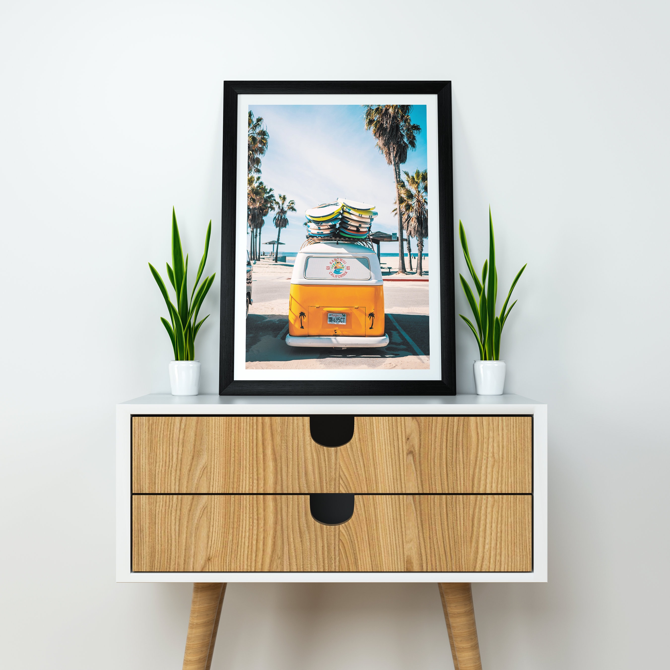 VW Bus Art Print Retro Poster Beach Print California Wall - Etsy