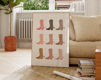 Cowgirl Boots Poster: Retro Western Wall Art (Digital Download)