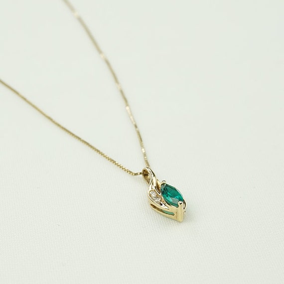Vintage Lab Emerald and Diamond Necklace - image 3