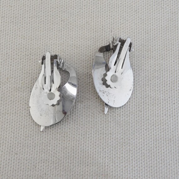 Vintage Sterling Silver Clip-On Earrings - image 3