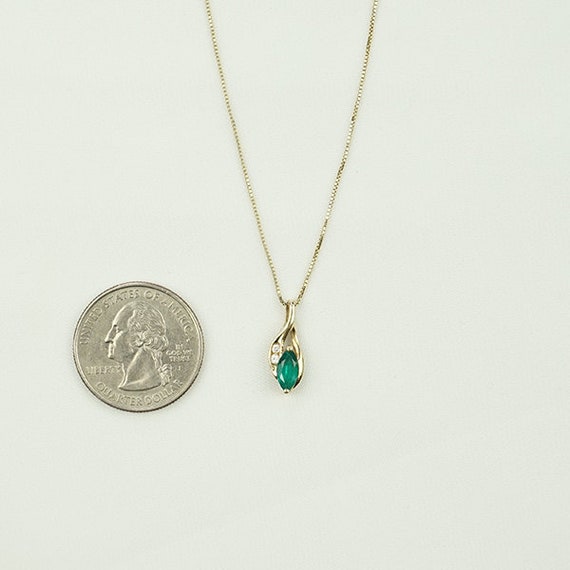 Vintage Lab Emerald and Diamond Necklace - image 2