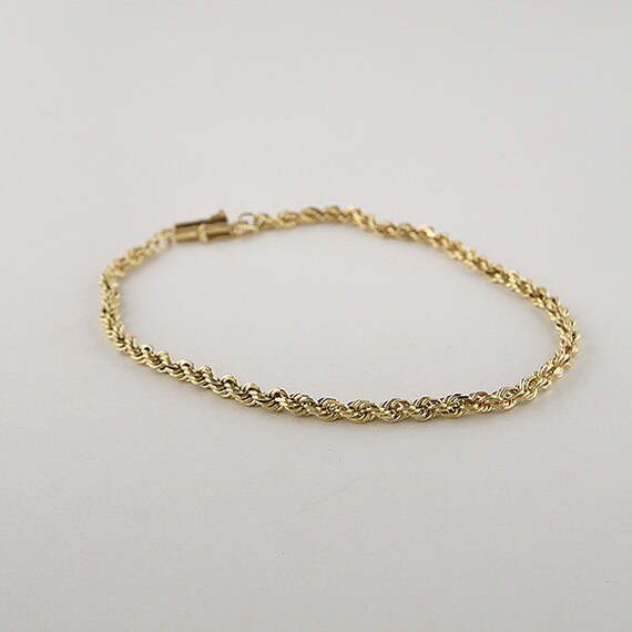 Vintage Rope Chain Bracelet 14K Yellow Gold Bracelet Etsy UK