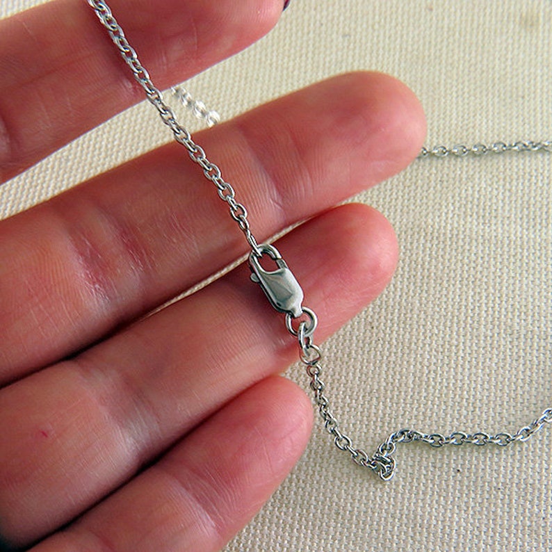 18 or 16 Sterling Silver Cable Chain 1.9 mm Rhodium Finish Plain Silver Necklace Silver Chain
