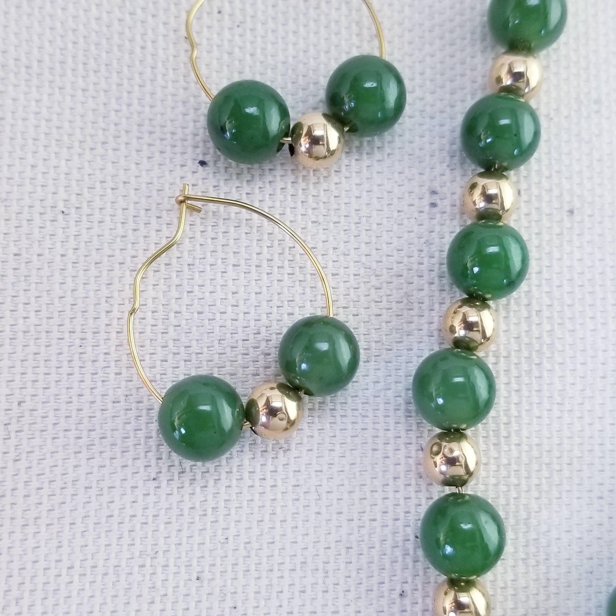 Adorne Stone Ball Bead Necklace (Green/Gold) AND2716 main image 1