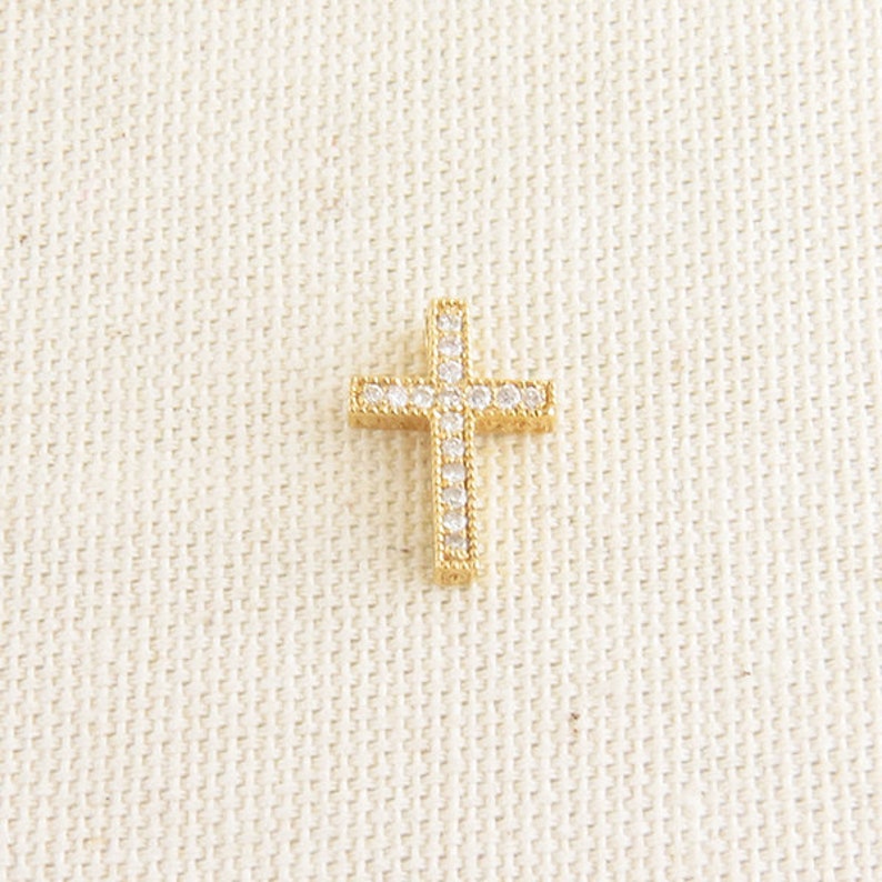 Small Cross in Yellow Gold with Diamonds image 2