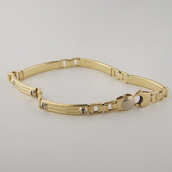 Two Tone Screw Top Bracelet, Gold Bracelet, White… - image 3