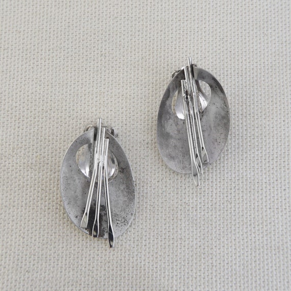 Vintage Sterling Silver Clip-On Earrings - image 1