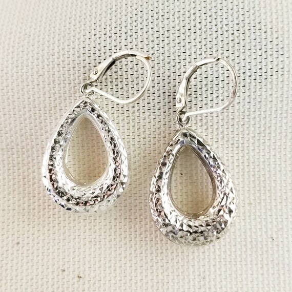 Vintage Hollow Teardrop Dangle Earrings in Silver - image 3