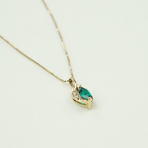 Vintage Lab Emerald and Diamond Necklace - image 1