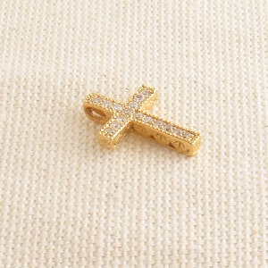 Small Cross in Yellow Gold with Diamonds image 1