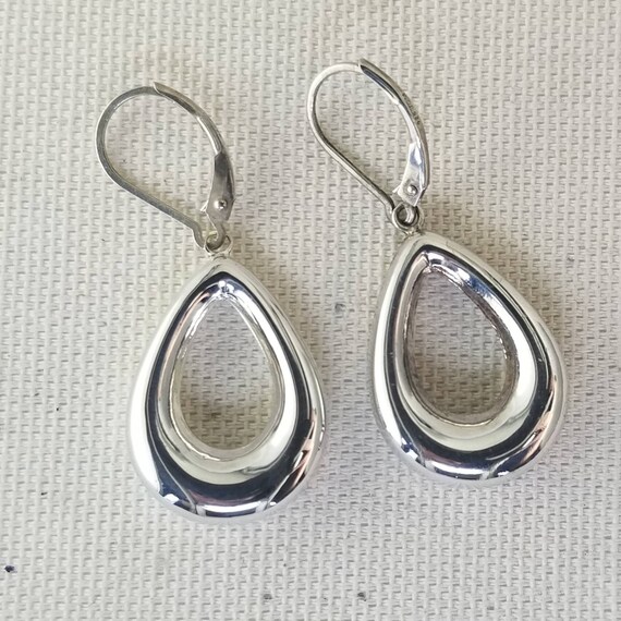 Vintage Hollow Teardrop Dangle Earrings in Silver - image 2