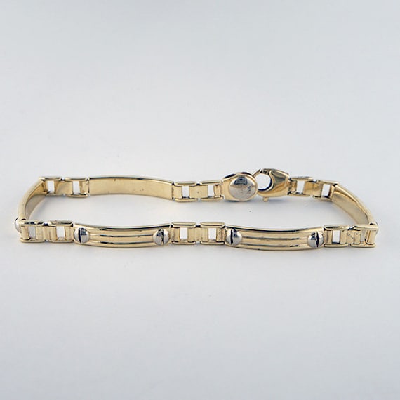 Two Tone Screw Top Bracelet, Gold Bracelet, White… - image 2