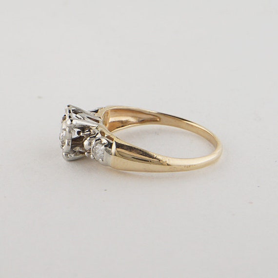 Vintage Diamond Engagement Ring, Three Stone Enga… - image 3