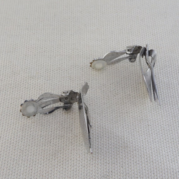 Vintage Sterling Silver Clip-On Earrings - image 4