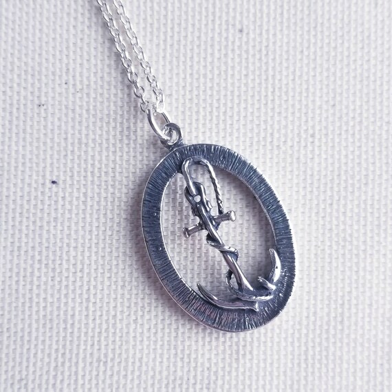 thumbnail image 2 of 925 Sterling Silver Anchor Pendant - Solid, Handmade Nautical Jewelry - Unisex Ocean Themed Charm 2 of 6