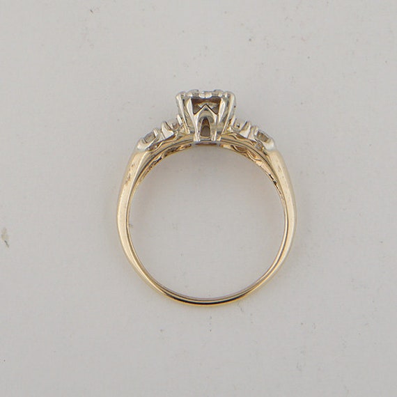 Vintage Diamond Engagement Ring, Three Stone Enga… - image 4
