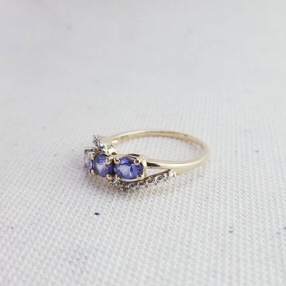 Vintage Oval Tanzanite and Diamond Ring in 10K - image 4