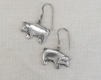 Vintage Pig Drop Earrings