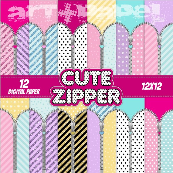 Digital Paper Cute Zipper instant download scrapbooking