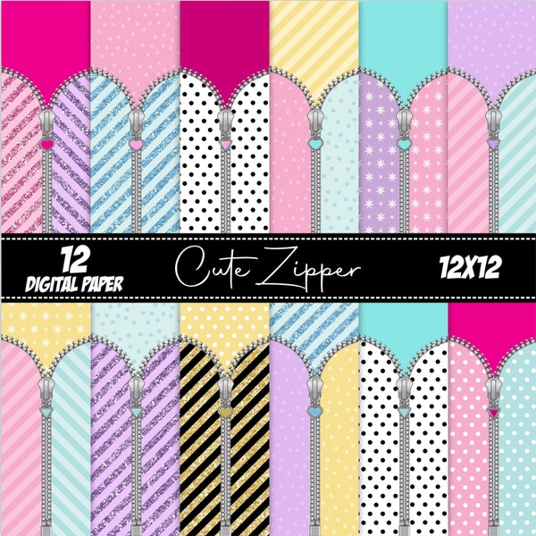 12 Cute Zipper Digital Papel