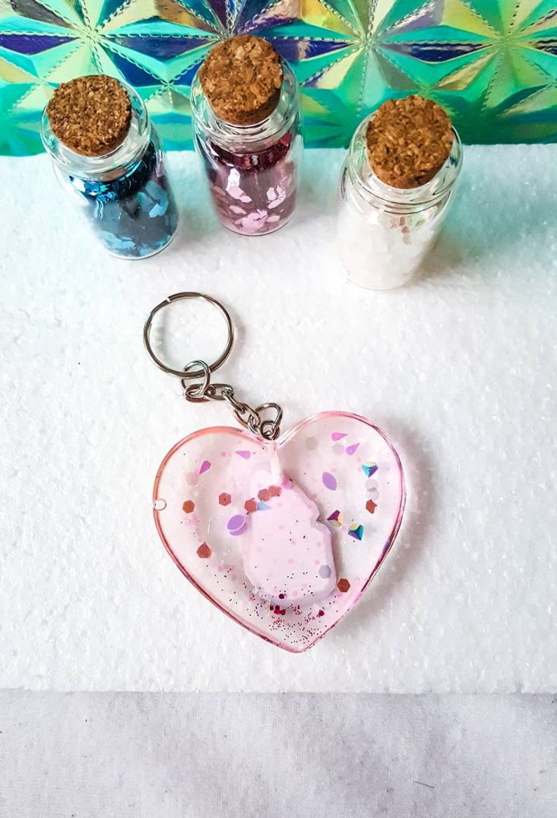resin pink glitter key ring pendant birthday gift rosa charms Ariana Grande heart keychain merchandise