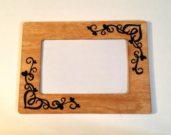 Heart Woodburnt Picture Frame