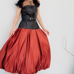 BALLOON SKIRT| Bubble skirt| Puffy Skirt| Satin Bubble Skirt| Party skirt| BOHO| Ballon Midi Skirt| terracotta skirt, rust skirt| Romantic