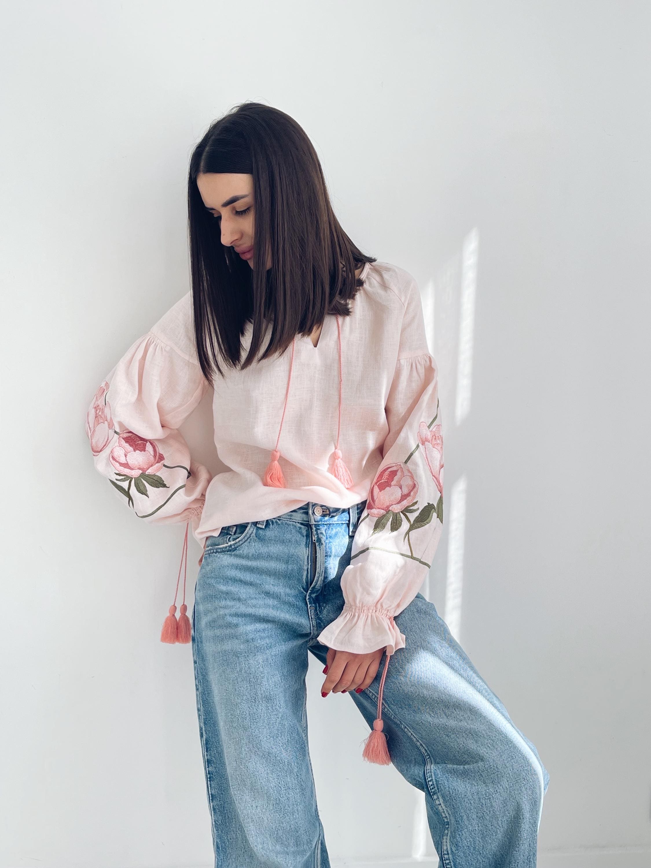heve／PEONY PEPLUM BLOUSE Jerzey Floral Peplum Blouse in Ecru
