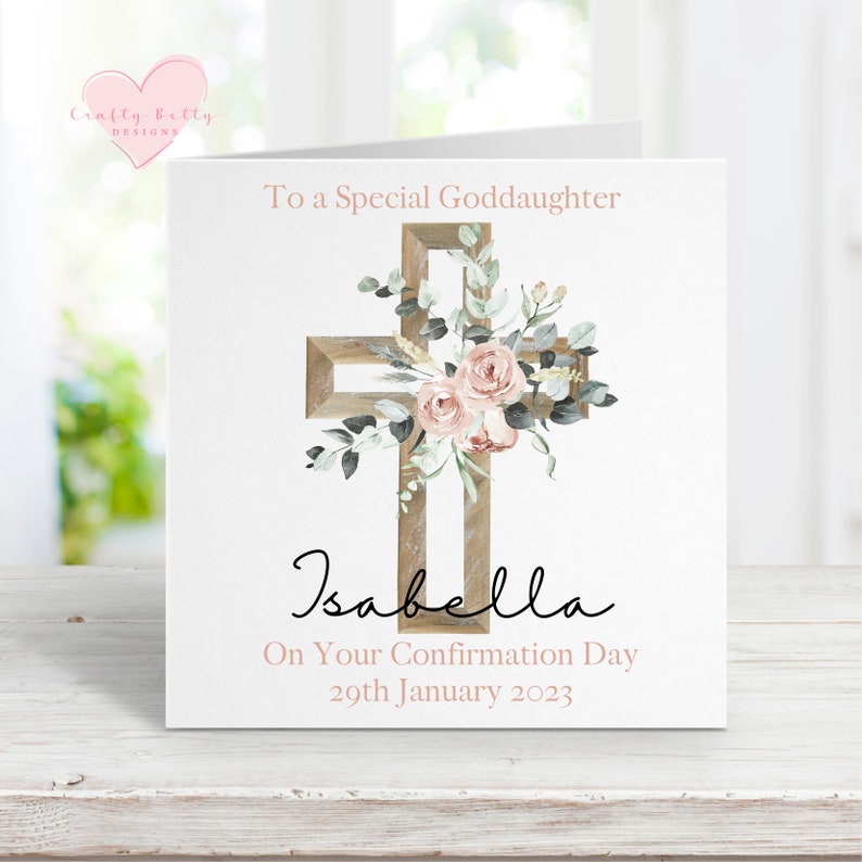 Personalised Girls Confirmation Card, Goddaughter Daughter Granddaughter Niece Confirmation Card, Religious Card, Religious Confirmation image 10