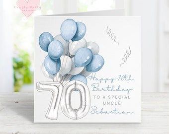 Happy 70th Birthday Card, Personalised Card, Personalised 70th Card, 70th Birthday, Personalised Birthday Card, Balloon Birthday Card, Card