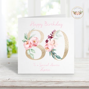 Happy 80th Birthday Card | Personalised Card | Personalised 80th Card | 80th Birthday | Personalised Birthday Card | Floral Birthday Card