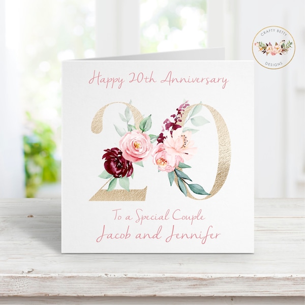 Personalised 20th Anniversary Card | 20th Wedding Anniversary Card | On Your 20th Anniversary | To You Both On Your Anniversary | 20th Anniv