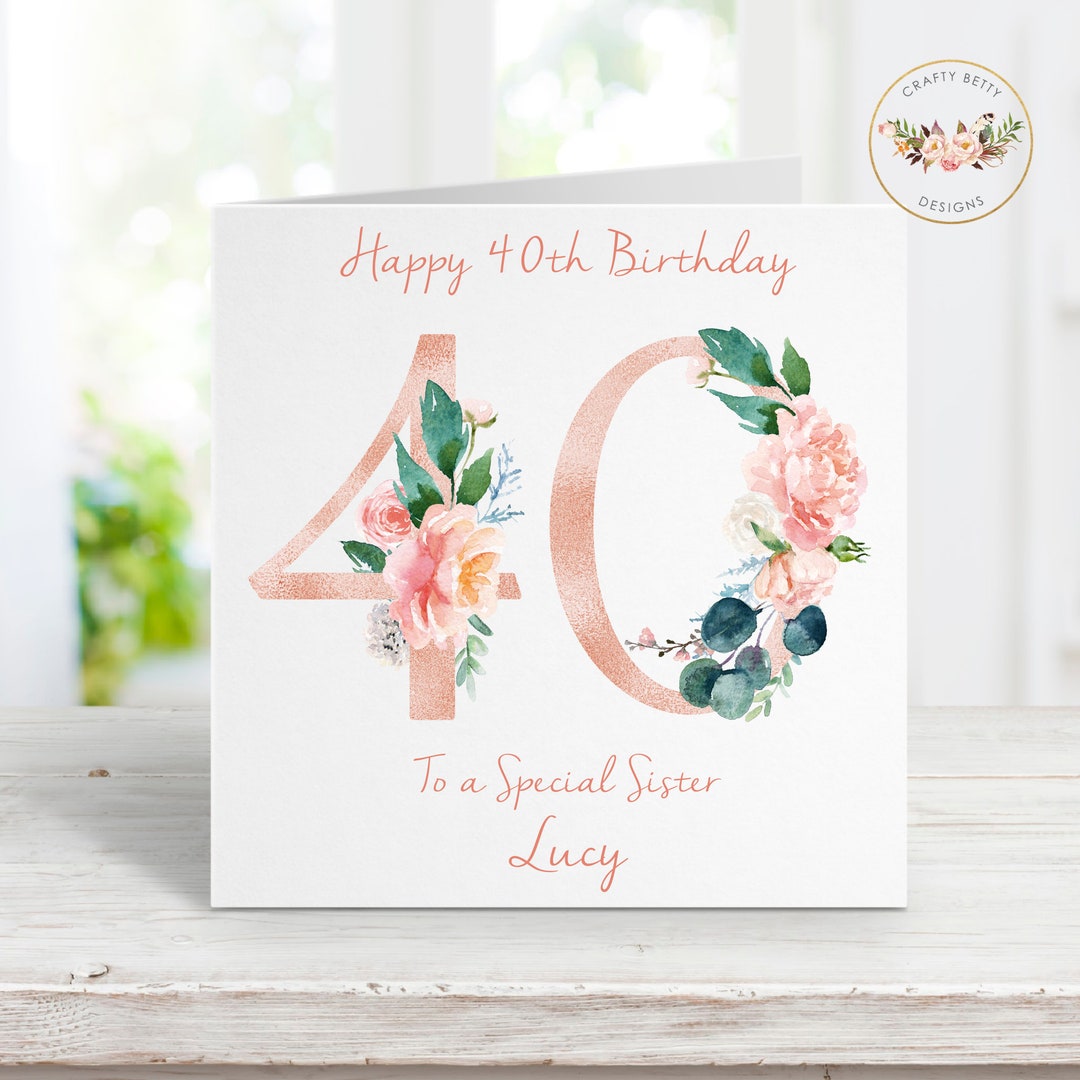 Happy 40th Birthday Card Personalised Card Personalised 40th - Etsy