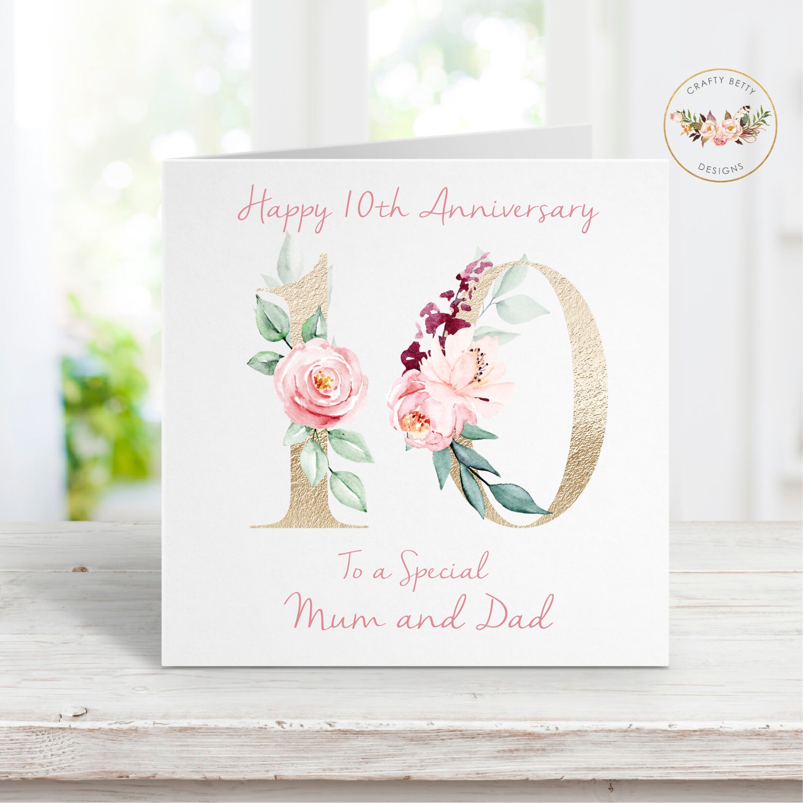 Personalised 10th Anniversary Card | 10th Wedding Anniversary Card