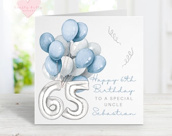 Tarjeta de feliz 65 cumpleaños, tarjeta personalizada, tarjeta personalizada para 65 años, 65 cumpleaños, tarjeta de cumpleaños personalizada, tarjeta de cumpleaños con globo, tarjeta
