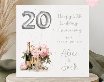 20th Wedding Anniversary Card - Personalised Anniversary Celebration - Card For Parents, Grandparents, Daughter, Son, Couple, Special Friend