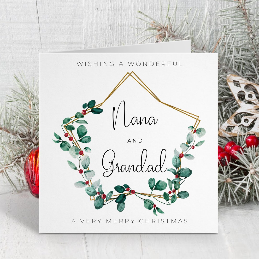 Nana and Grandad Christmas Card, Christmas Card, Card to My Nana and